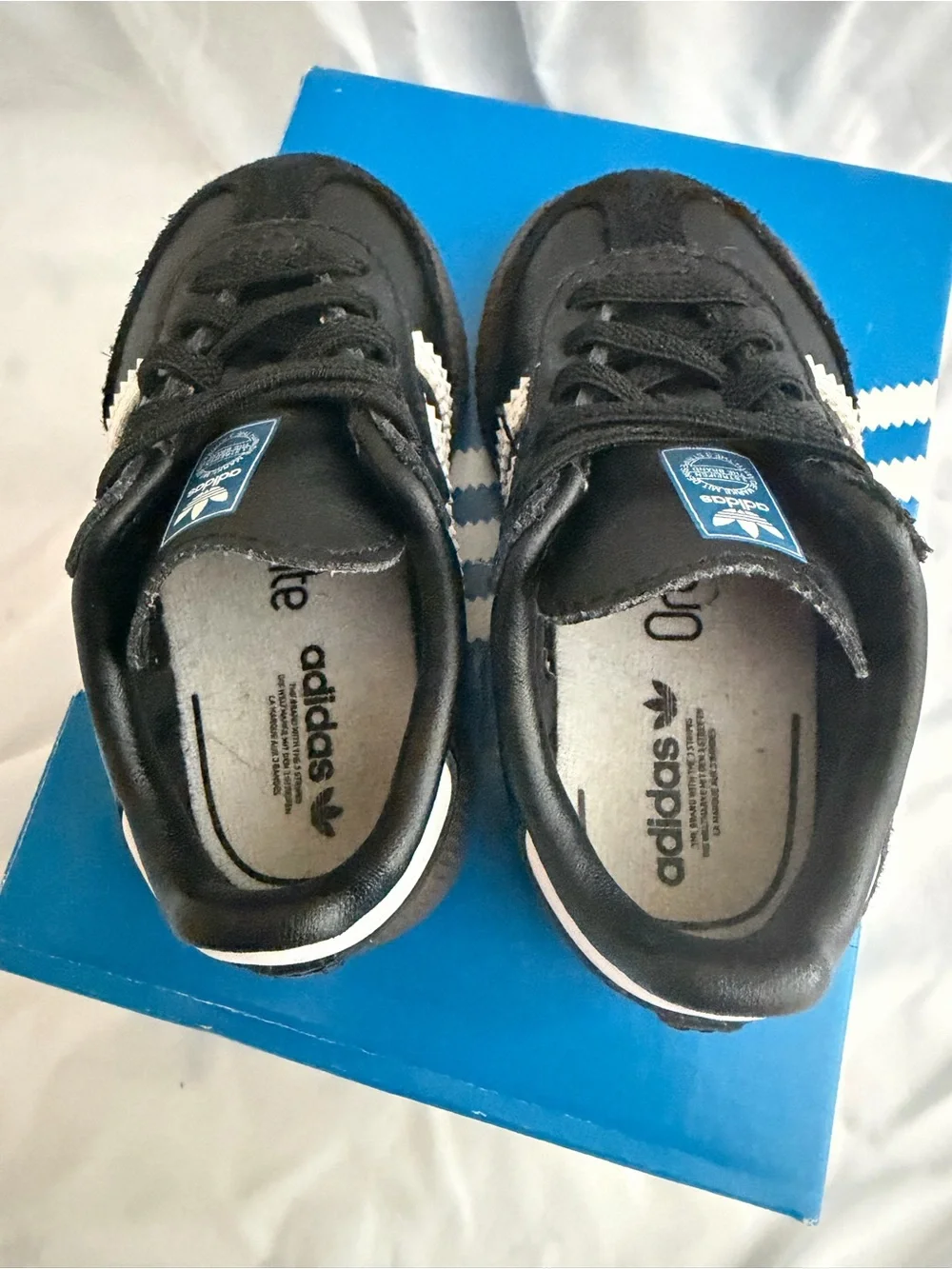 adidas Kids Samba Sneakers in Black with White Stripes and Gum Sole